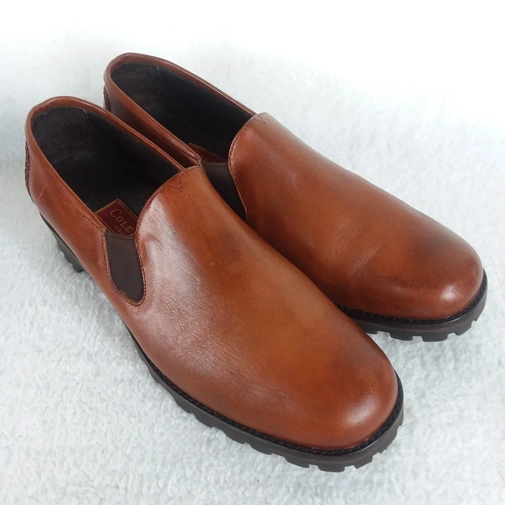 Cole Haan Country Farren Scotch Leather Slip On Loafers Lug‎ Sole Shoes 10 Brown
